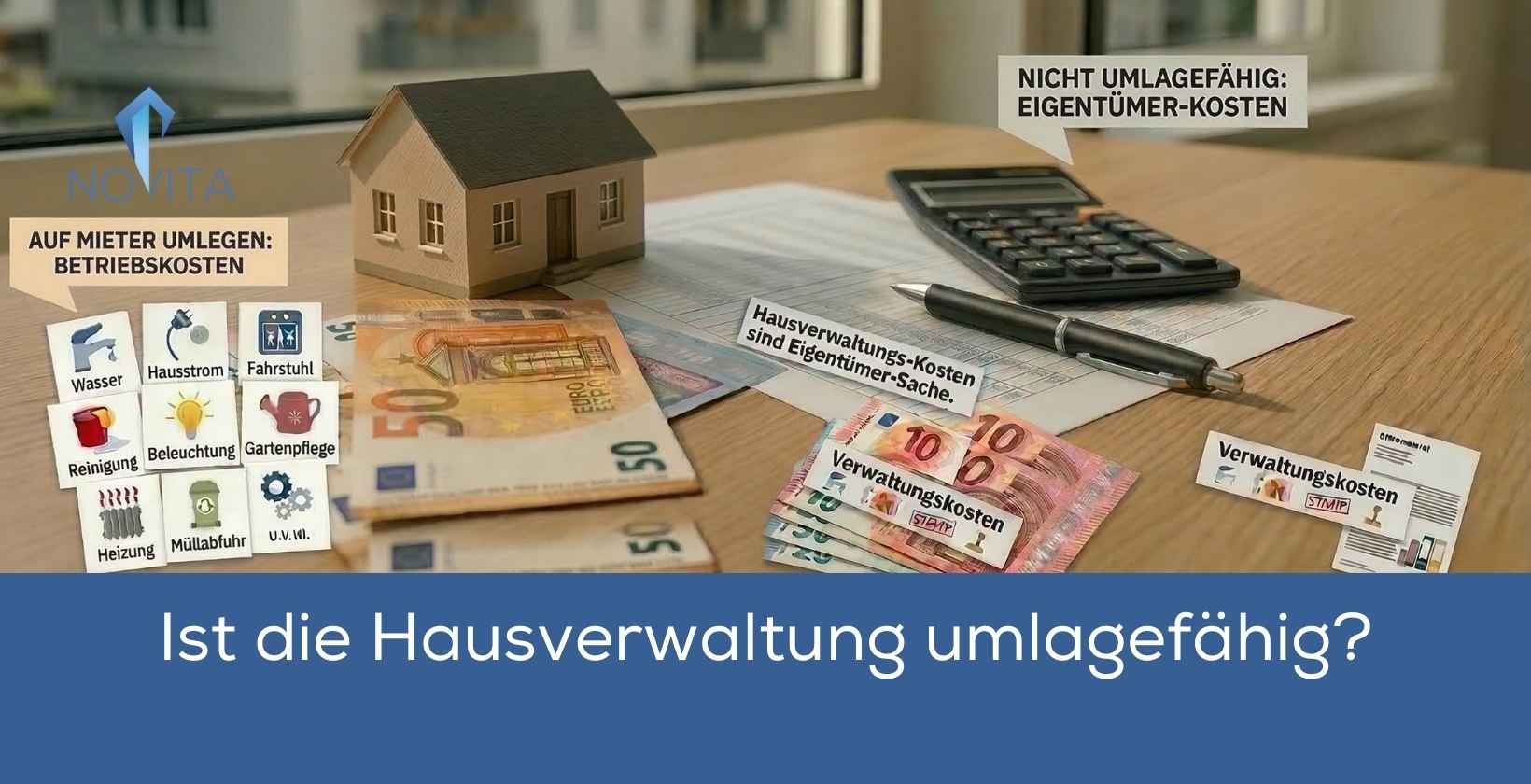 Bild zeigt inwiefern die Hausverwaltung umlagefähig ist anhand von dargestellten Beispielen