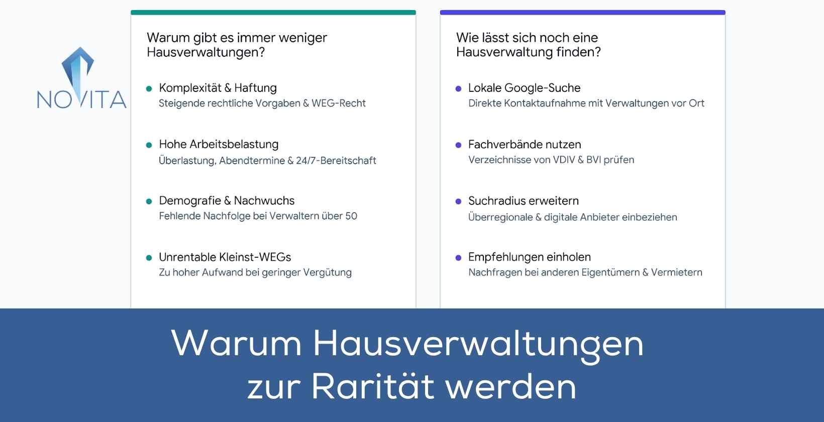 Hausverwaltung werden zur Rarität, Gründe