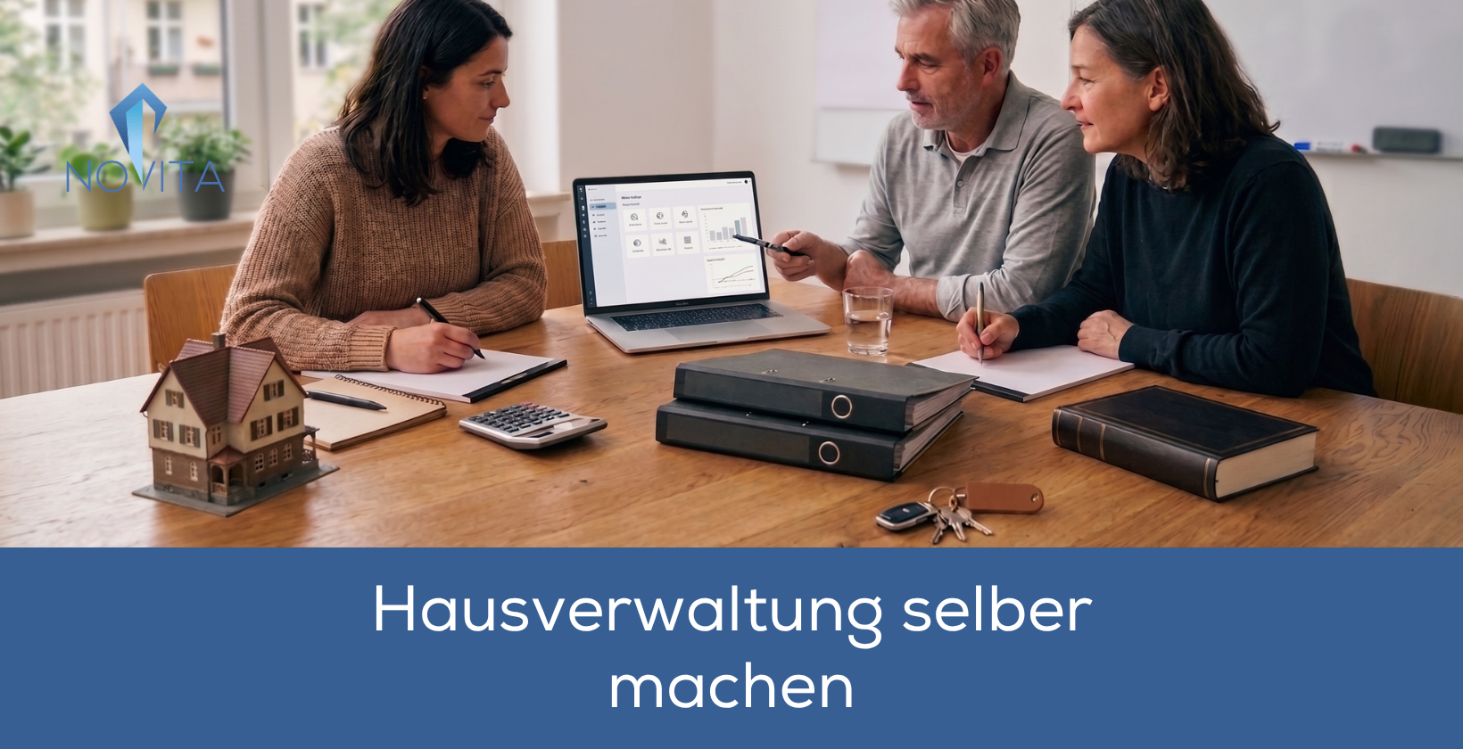 Hausverwaltung selber machen dargestellt mit Gruppe beim Besprechen