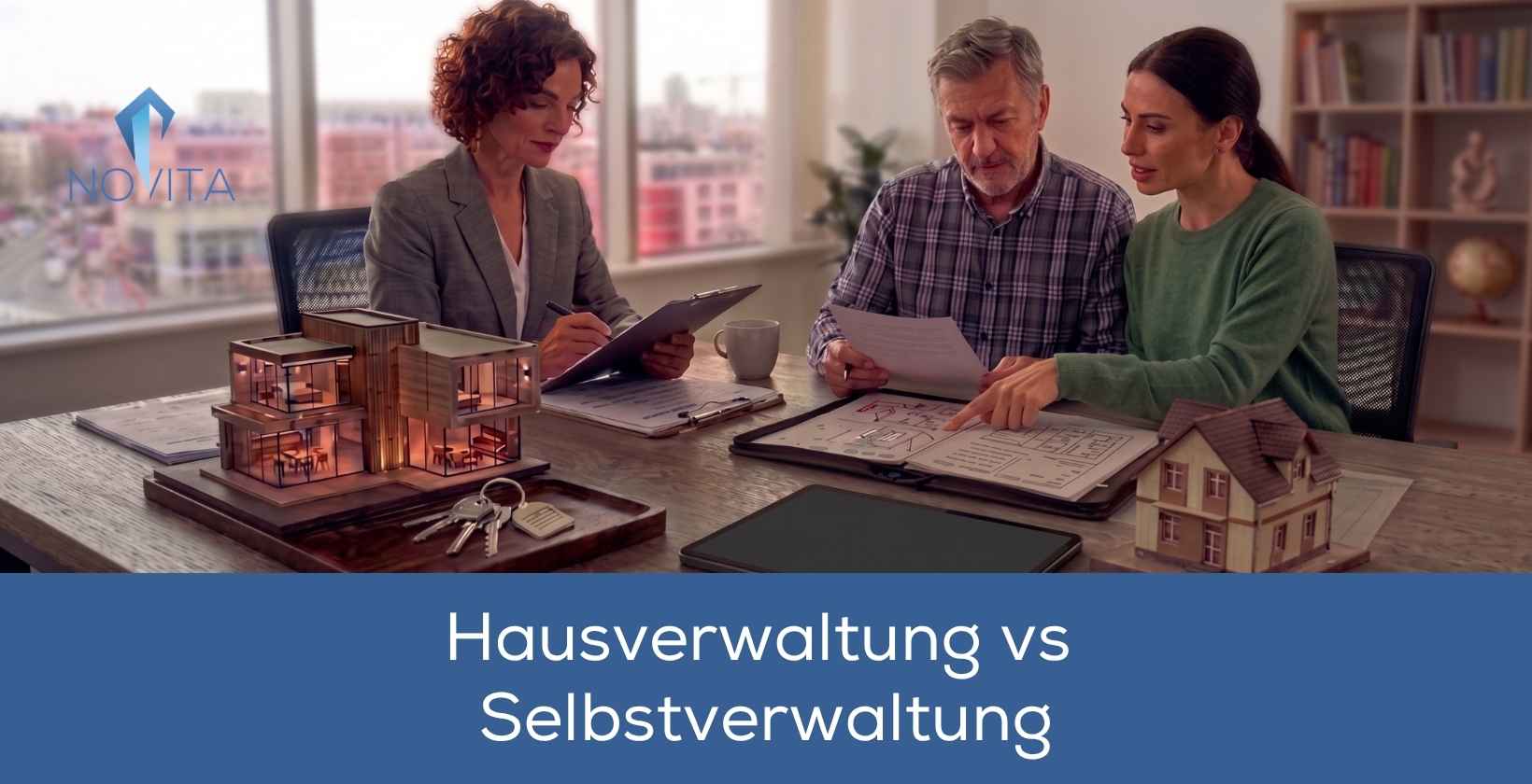 Hausverwaltung vs Selbstverwaltung veranschaulicht mithilfe von 3 Personen